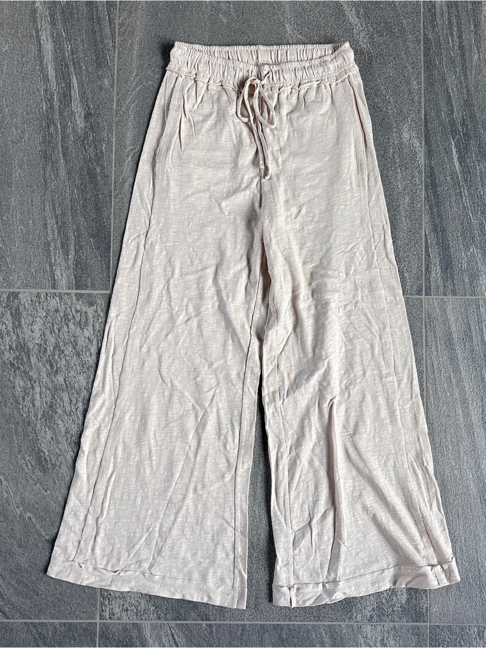 NEW Zenana 100% Cotton Relaxed Slub Short-Sleeved Top Pants Set Beige CSTP-3478 - Picture 10 of 16